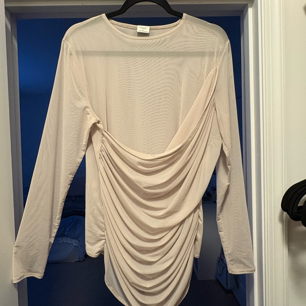 Draped Long-Sleeve Bodysuit
